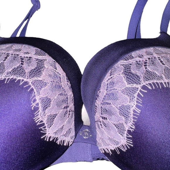 Victorias Secret Purple Satin Push Up Bra Size 34B - Picture 2 of 8